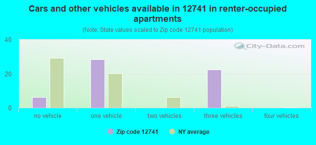 Cars and other vehicles available in 12741 in renter-occupied apartments