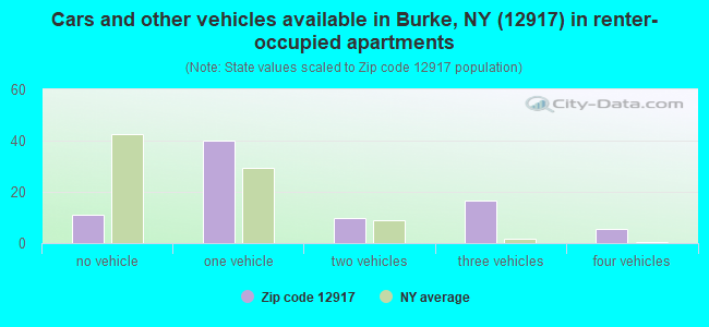 Cars and other vehicles available in Burke, NY (12917) in renter-occupied apartments