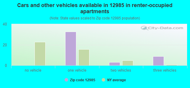 Cars and other vehicles available in 12985 in renter-occupied apartments