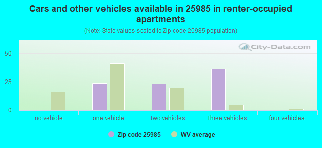 Cars and other vehicles available in 25985 in renter-occupied apartments