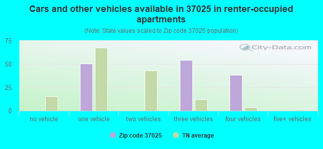 Cars and other vehicles available in 37025 in renter-occupied apartments