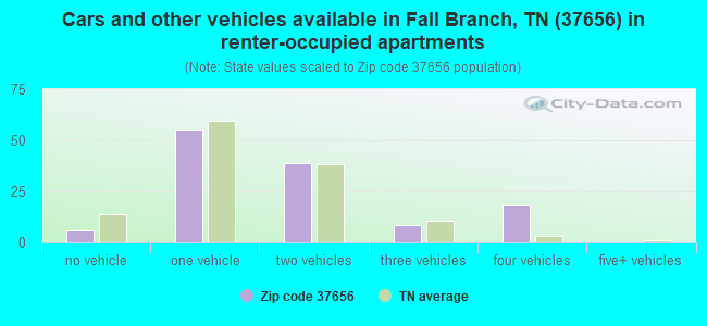 Cars and other vehicles available in Fall Branch, TN (37656) in renter-occupied apartments