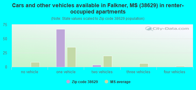 Cars and other vehicles available in Falkner, MS (38629) in renter-occupied apartments