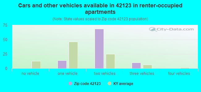 Cars and other vehicles available in 42123 in renter-occupied apartments