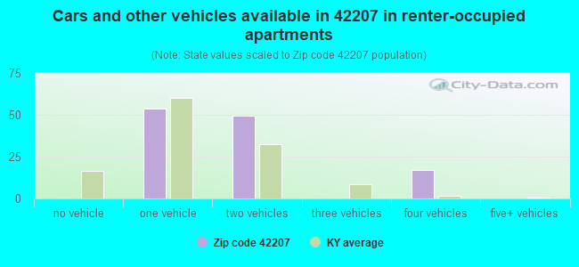 Cars and other vehicles available in 42207 in renter-occupied apartments