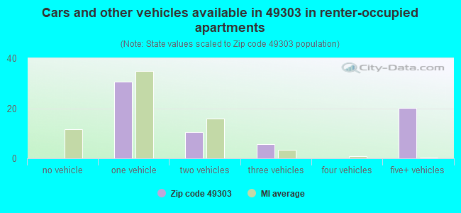Cars and other vehicles available in 49303 in renter-occupied apartments
