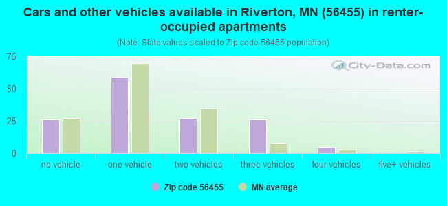 Cars and other vehicles available in Riverton, MN (56455) in renter-occupied apartments