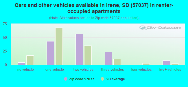 Cars and other vehicles available in Irene, SD (57037) in renter-occupied apartments