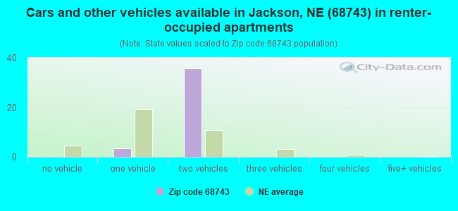 Cars and other vehicles available in Jackson, NE (68743) in renter-occupied apartments