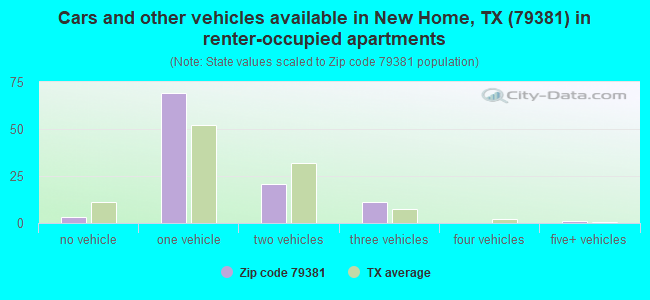 Cars and other vehicles available in New Home, TX (79381) in renter-occupied apartments