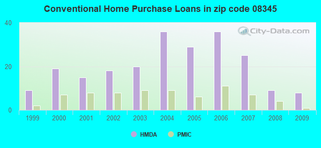 Conventional Home Purchase Loans in zip code 08345