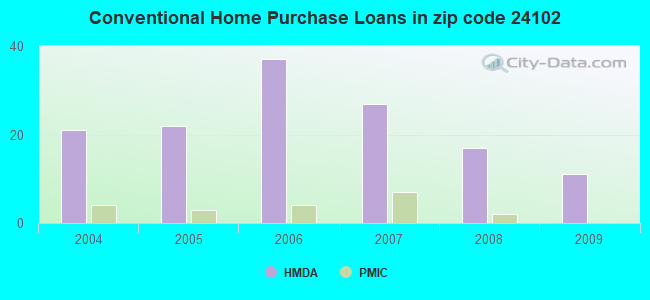 Conventional Home Purchase Loans in zip code 24102