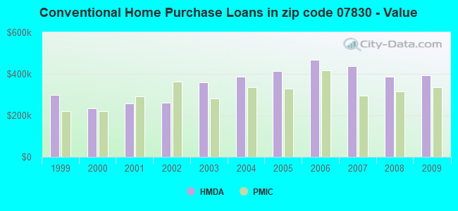 Conventional Home Purchase Loans in zip code 07830 - Value
