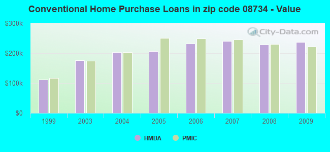 Conventional Home Purchase Loans in zip code 08734 - Value
