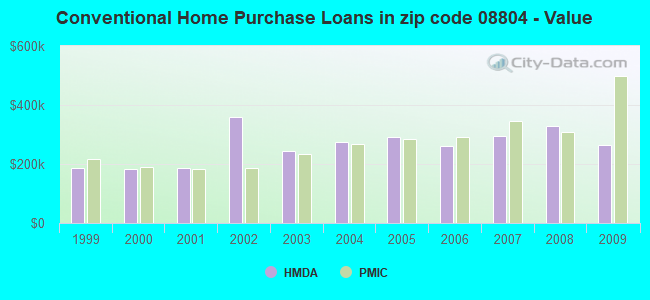Conventional Home Purchase Loans in zip code 08804 - Value