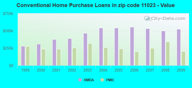 Conventional Home Purchase Loans in zip code 11023 - Value