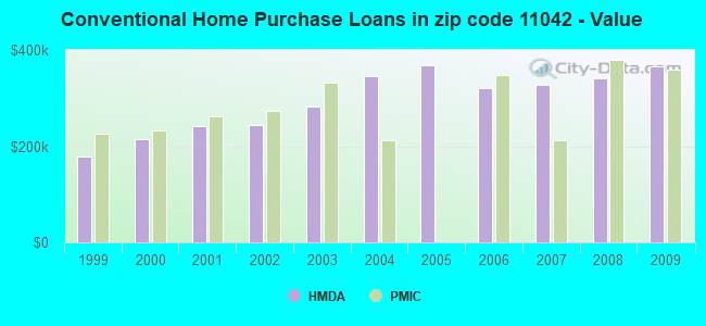 Conventional Home Purchase Loans in zip code 11042 - Value