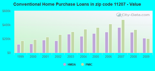 Conventional Home Purchase Loans in zip code 11207 - Value