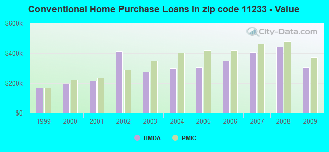 Conventional Home Purchase Loans in zip code 11233 - Value