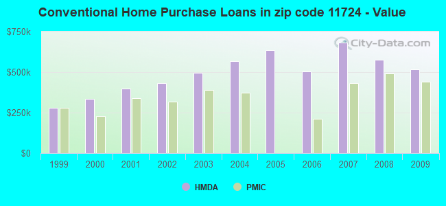 Conventional Home Purchase Loans in zip code 11724 - Value