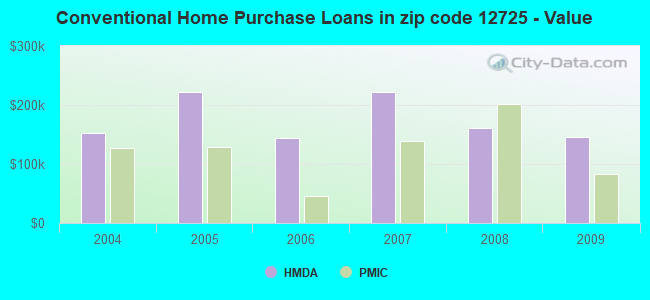 Conventional Home Purchase Loans in zip code 12725 - Value