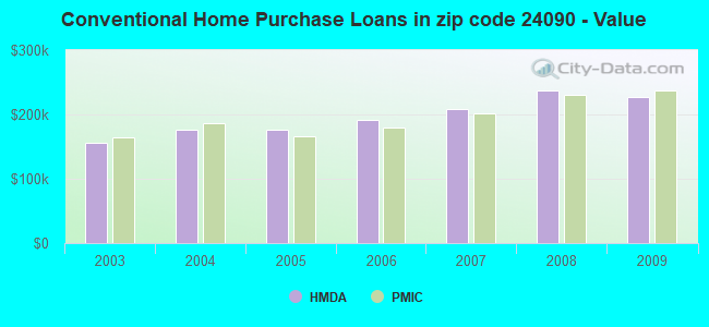 Conventional Home Purchase Loans in zip code 24090 - Value