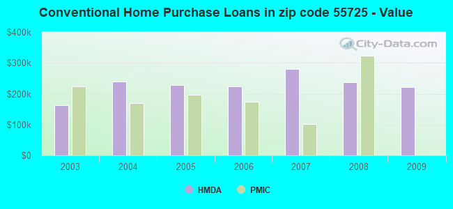 Conventional Home Purchase Loans in zip code 55725 - Value