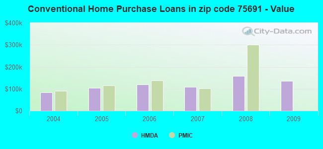 Conventional Home Purchase Loans in zip code 75691 - Value