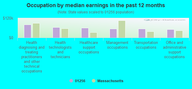 Occupation by median earnings in the past 12 months