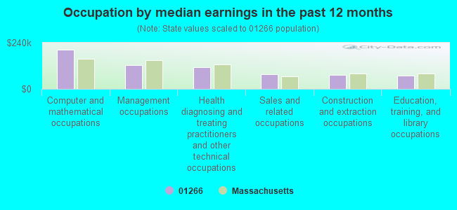 Occupation by median earnings in the past 12 months