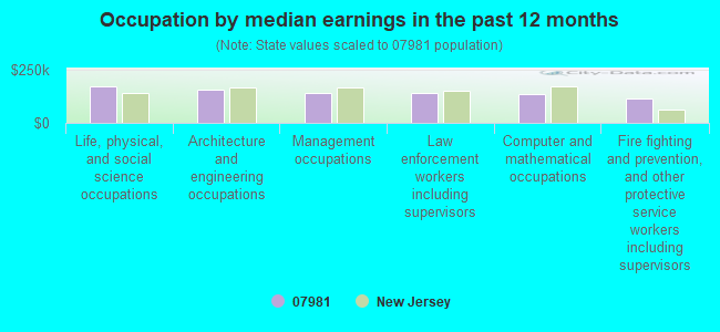 Occupation by median earnings in the past 12 months