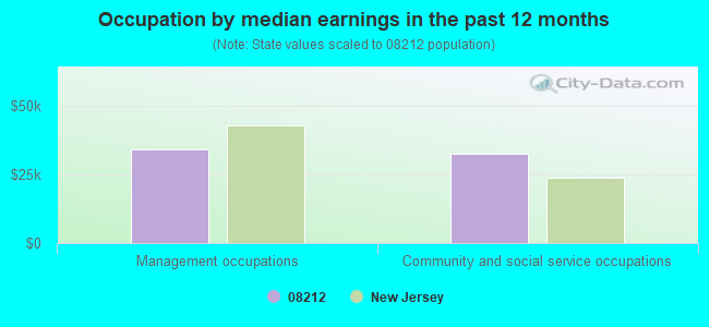 Occupation by median earnings in the past 12 months