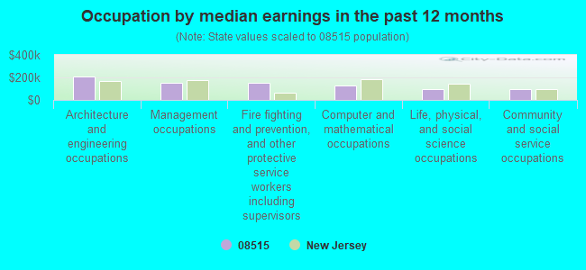 Occupation by median earnings in the past 12 months