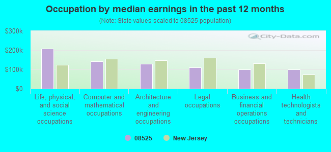 Occupation by median earnings in the past 12 months