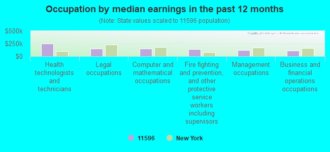 Occupation by median earnings in the past 12 months