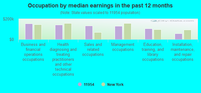 Occupation by median earnings in the past 12 months