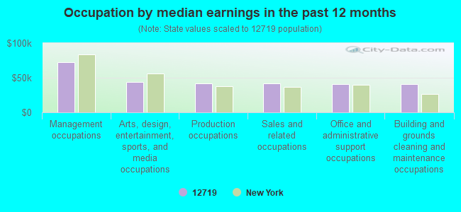 Occupation by median earnings in the past 12 months