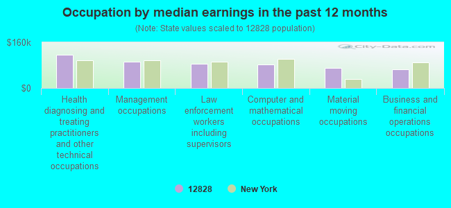 Occupation by median earnings in the past 12 months