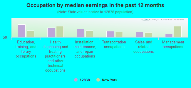 Occupation by median earnings in the past 12 months