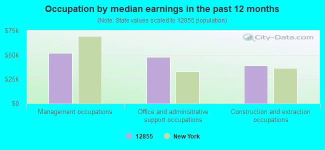 Occupation by median earnings in the past 12 months