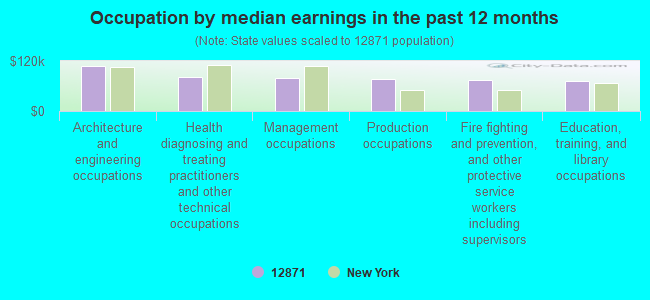 Occupation by median earnings in the past 12 months