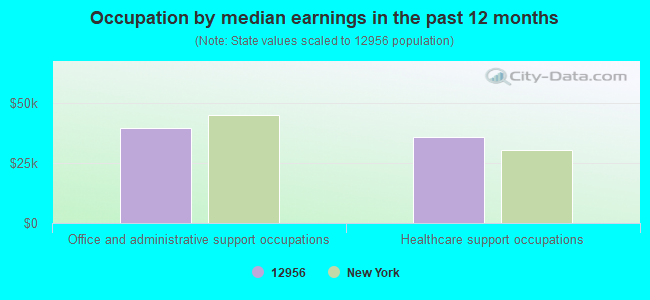 Occupation by median earnings in the past 12 months