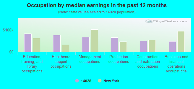 Occupation by median earnings in the past 12 months