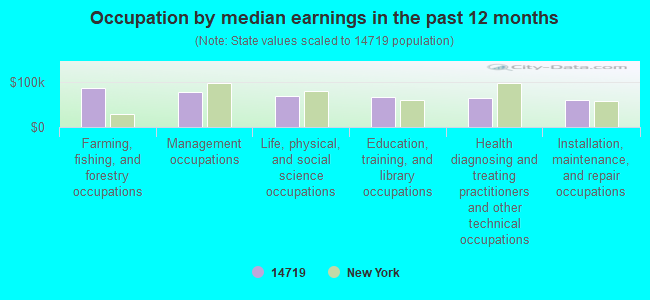 Occupation by median earnings in the past 12 months