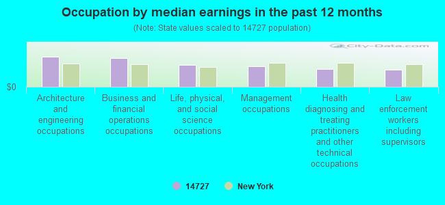 Occupation by median earnings in the past 12 months