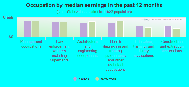 Occupation by median earnings in the past 12 months