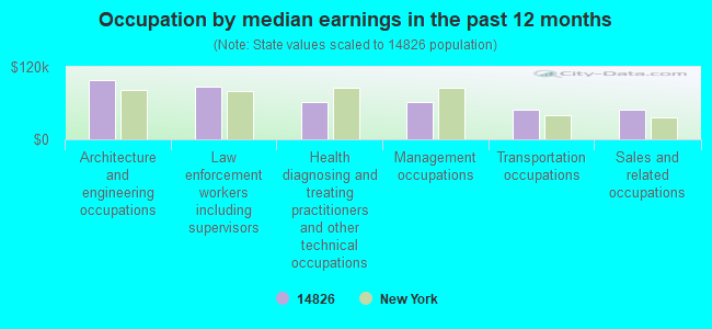 Occupation by median earnings in the past 12 months