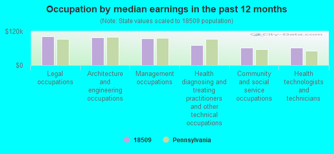 Occupation by median earnings in the past 12 months