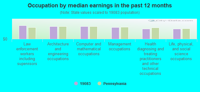 Occupation by median earnings in the past 12 months