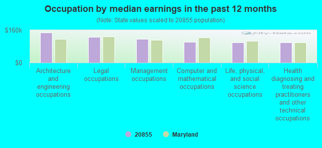 Occupation by median earnings in the past 12 months